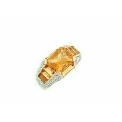 14k Yellow Ring with Citrine and Diamonds