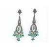 Image 1 : 18k Gold and Silver Earrings with Emerald and Diamond