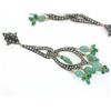 Image 2 : 18k Gold and Silver Earrings with Emerald and Diamond