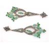 Image 3 : 18k Gold and Silver Earrings with Emerald and Diamond
