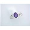Image 1 : 14k White Gold Ring with Amethyst and Diamonds
