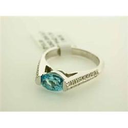 14k White Gold Topaz Ring with Diamond Accents