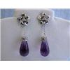 Image 1 : 14kw Gold Earrings with Diamonds and Amethyst