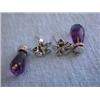 Image 2 : 14kw Gold Earrings with Diamonds and Amethyst