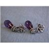 Image 4 : 14kw Gold Earrings with Diamonds and Amethyst