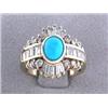 Image 3 : 14k Yellow Gold Turquoise Ring with Diamond Accents