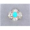 Image 4 : 14k Yellow Gold Turquoise Ring with Diamond Accents