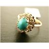 Image 2 : 14k Yellow Gold Turquoise Ring with Diamond Accents