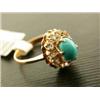 Image 3 : 14k Yellow Gold Turquoise Ring with Diamond Accents