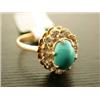 Image 4 : 14k Yellow Gold Turquoise Ring with Diamond Accents