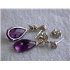 Image 4 : 18k White Gold with Amethyst and Diamond Earrings
