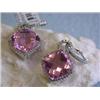Image 2 : 14k Ladies Fashion Earrings with Diamonds and Quartz