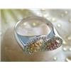 Image 3 : 14k White Gold Ring with Topaz and Diamonds