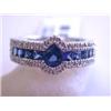 Image 2 : 14k White Gold Ring with Diamonds and Sapphire