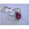 Image 3 : 18k White Gold Ring with Gemstone and Diamonds