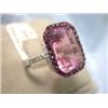 Image 1 : 14k White Gold Ring with Pink Quartz and Sapphire Accents