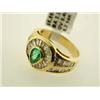 Image 2 : 14k Yellow Gold Ring with Emerald and Diamond Accents