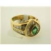 Image 3 : 14k Yellow Gold Ring with Emerald and Diamond Accents