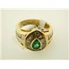 Image 4 : 14k Yellow Gold Ring with Emerald and Diamond Accents