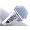Image 4 : 14k White Gold Ring with Chalcedony and Diamonds