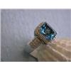 Image 1 : 18k White Gold Diamond Ring with Blue Topaz