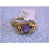 Image 4 : 14k Yellow Gold Ring with Amethyst and Diamonds