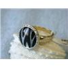 Image 2 : 14k Gold Ring with Diamonds Onyx & Mother of Pearl