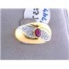 Image 1 : 18k Gold Ring with Diamonds and Ruby