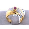 Image 2 : 18k Gold Ring with Diamonds and Ruby