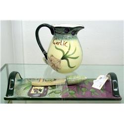 Tuscan Style Pitcher with Matching Cheese Tray