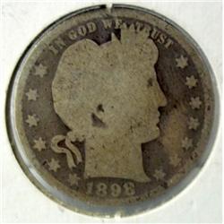 1898 Silver US Quarter Dollar