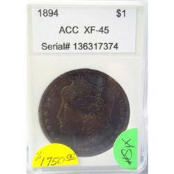 1894-P Morgan Silver Dollar XXRare ACC Grade XF-45