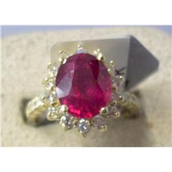 14kt YELLOW GOLD RUBY RING 4.2 GR. GLA  +$16K