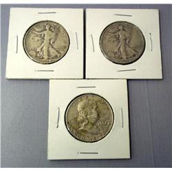 Lot-1936,'40 Walking Liberty,'62 Frkln Silver Half