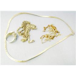 Sterling Silver Ring & Chains 24.6 grams