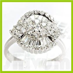 Genuine 1.27 ctw Tappered & Diamond Ring 18kt Gold-White 