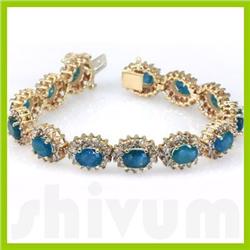 Genuine Vintage Design  27.72 ctw Blue Topaz Bracelet  14K White or Yellow Gold 