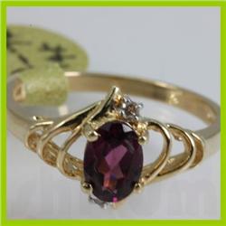 Genuine  0.97 ctw  Rhodolite  Ring  14KT Yellow Gold  Ring Size  7