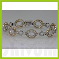 Genuine 2.52ctw Diamond Bracelet 14K Two Tone Gold  