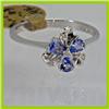 Image 1 : Genuine  0.45 ctw Tanzanite & Diamond Ring 14KT White Gold Ring Size 7