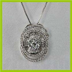 Genuine 0.74 ctw  Diamond Pendant 18kt Gold-White 