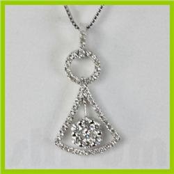 Genuine 0.44 ctw bell Diamond pendant 18k Gold-White
