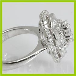 Genuine 1.47 ctw Tappered & Diamond Ring 18kt Gold-White 