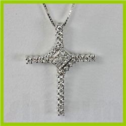 Genuine 0.54 ctw Princess Cut & Diamond Pendant 18kt Gold-White