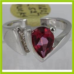 Genuine  2.31 ctw  Pink RoseTourmaline Ring  14KT White Gold  Ring Size  7.5