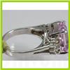 Image 2 : Genuine  5.87 ctw  Pink Kunzite Ring  14KT White Gold  Ring Size  5.25