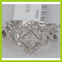 Genuine 0.7ctwPrincess cut Diamond Ring14kt White Gold