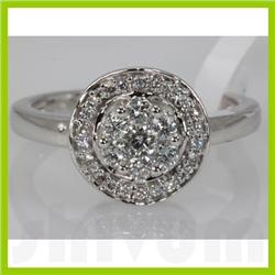 Genuine 0.5 ctw Diamond Ring 14K White Gold