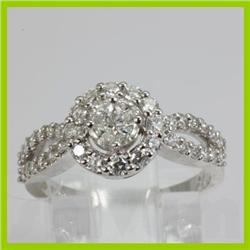 Genuine 0.94 ctw Princess cut & Marque Diamond Ring 18kt Gold-White 