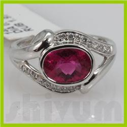 Genuine 2.09 ctw 14k Ruby & Diamond White Gold Ring 